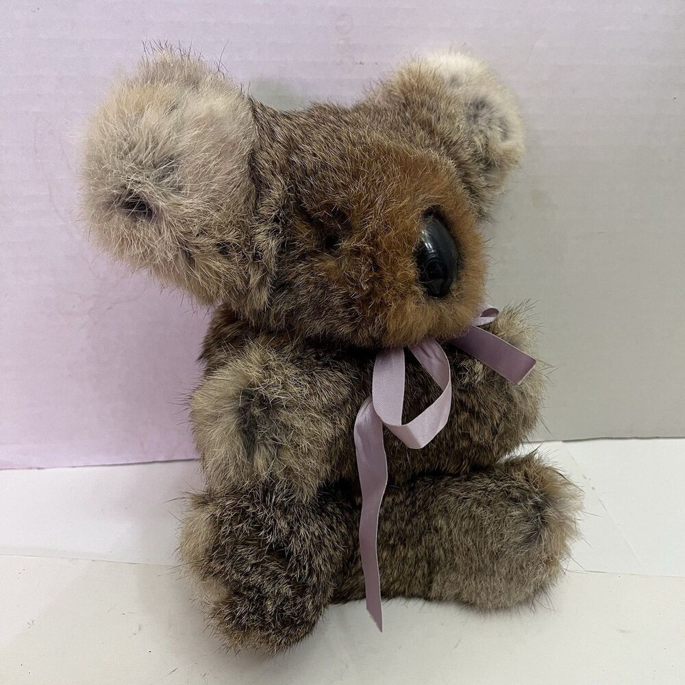 Vintage Australia Australian Koala Bear Real Fur Stuffed Animal  9” Hard Body